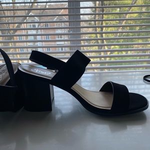 Y not black double strap dress sandals heels , worn once